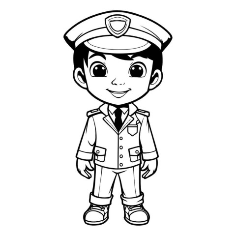 Policeman Cartoon Mascot Character Design Vector Illustration.