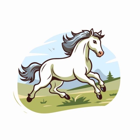 Horse running on the meadow. Vector illustration for your design