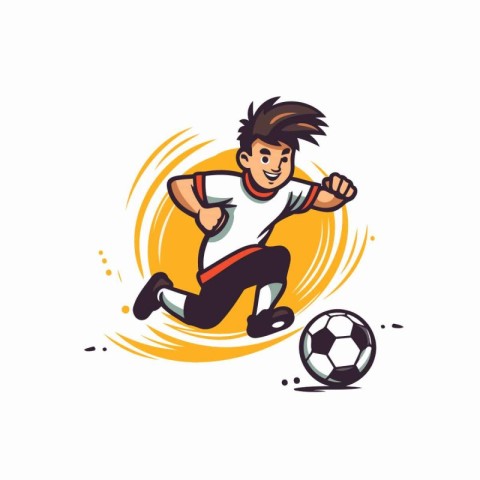 Soccer player with ball. Vector illustration of a soccer player