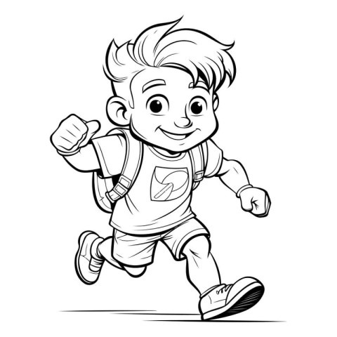 Cartoon boy running. Vector illustration of a little boy running