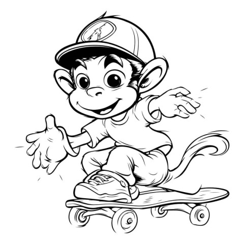 Monkey riding a skateboard. Vector illustration ready for vinyl