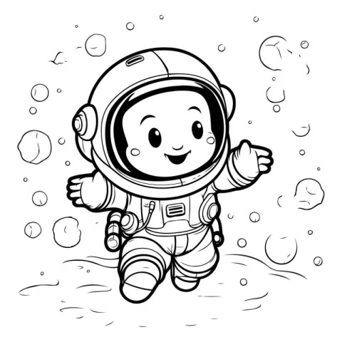 Astronaut cartoon. Coloring book for children. Vector illustrati