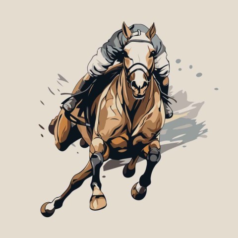 Horse and jockey. Vector illustration of a horse with rider.