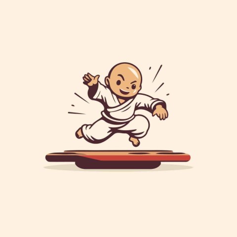 Cartoon karate vector illustration for t-shirt print or poster