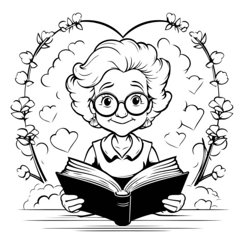 Vector illustration of a cute cartoon girl reading a book on Val