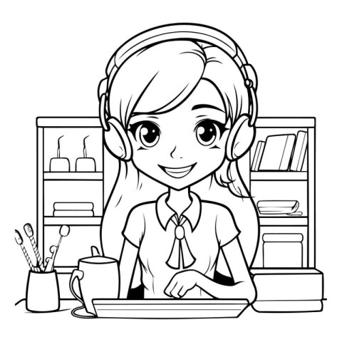 Teenager girl with headphone design. Person people human profile