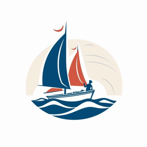 Sailing boat logo. Yachting club emblem. Vector illustration.