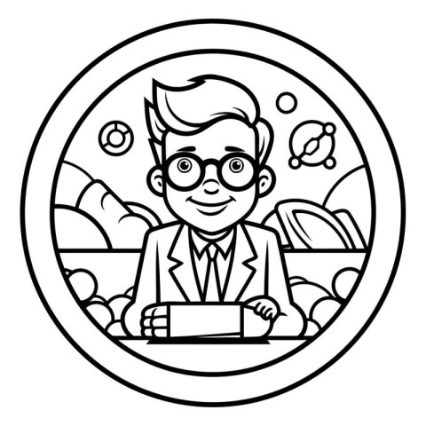 Businessman cartoon inside circle design. Person business manage