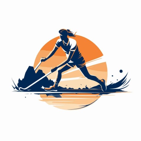 Skiing woman vector logo. emblem. label. badge.