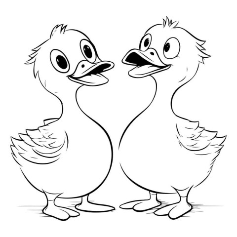 Duck - Black and White Cartoon Illustration. Educational Game fo