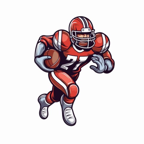 American football player running with ball. vector illustration