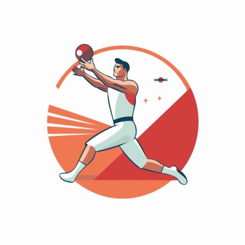 Basketball player with ball. Vector illustration in flat cartoon