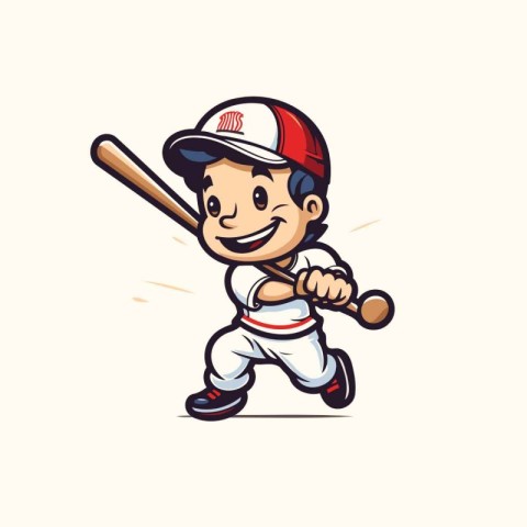 Baseball Player Cartoon Mascot Character Vector Illustration Des