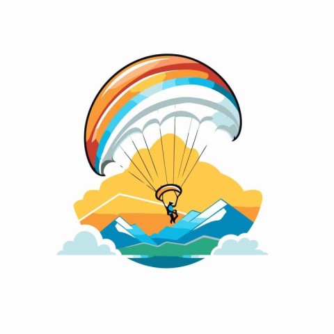 Paraglider in the sky. Paraglider flying in the sky. Vector illu