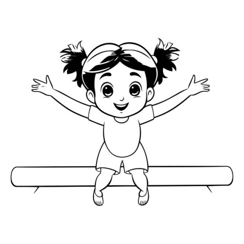 cute little girl practicing gymnastics cartoon vector illustrati