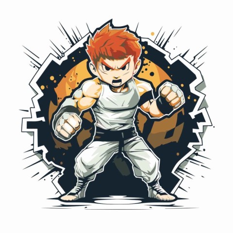 Kung fu fighter cartoon vector illustration. Martial arts. kung