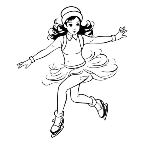 Beautiful girl skater. Vector illustration of a girl skating.