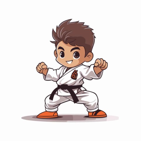 Taekwondo boy cartoon vector illustration. Cartoon taekwondo boy