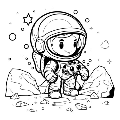 Coloring book for children: Astronaut in space suit and helmet