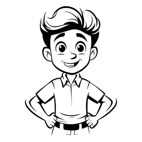 Vector illustration of happy man in cartoon style. Isolated on w