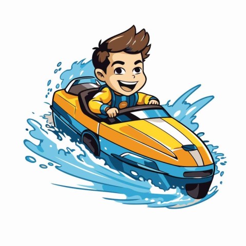 Man riding a jet ski. Vector illustration of a man riding a jet