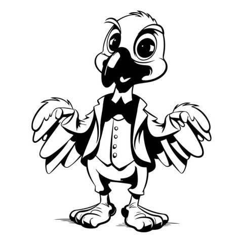 vector illustration of a cartoon vulture in a suit and bow tie