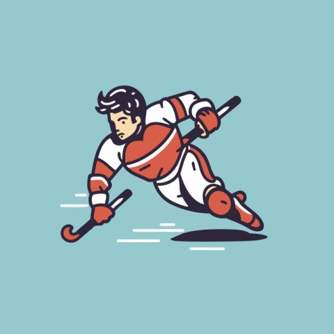 Cartoon hockey player. Vector illustration of a cartoon hockey p