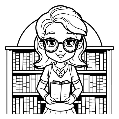 Girl cartoon design. Education literature read library school un