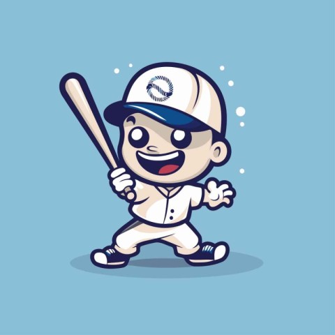 Baseball Player Cartoon Mascot Character Mascot Design Vector