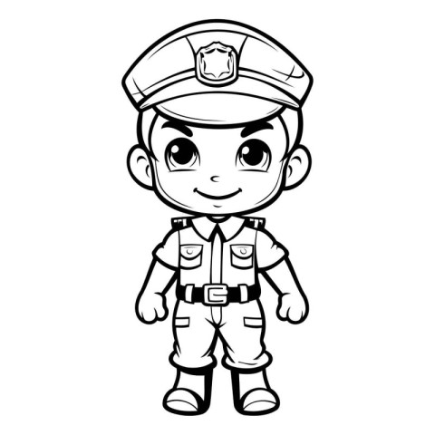 Coloring book for children: Boy in police uniform (policeman)