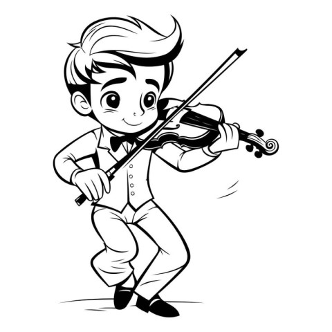 Cute boy playing the violin. Vector illustration for your design