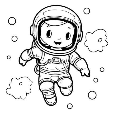 Cute astronaut boy. Vector illustration. Coloring book for child