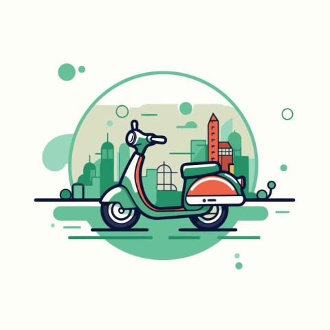 Modern scooter flat vector illustration. City scooter line icon.