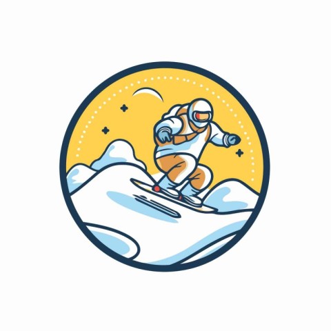 Skiing logo. Vector illustration of a skier in the snow.