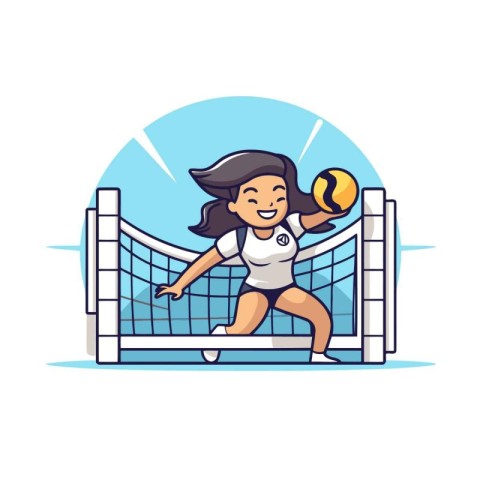 Volleyball player vector illustration. Cartoon character of girl