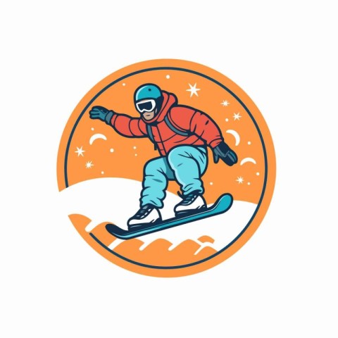 Snowboarder on a snowboard. Vector illustration on a white backg