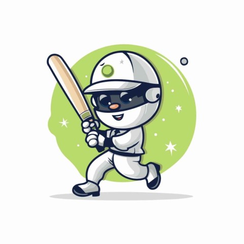 Cute Robot Baseball Player Cartoon Mascot Character Vector Illus