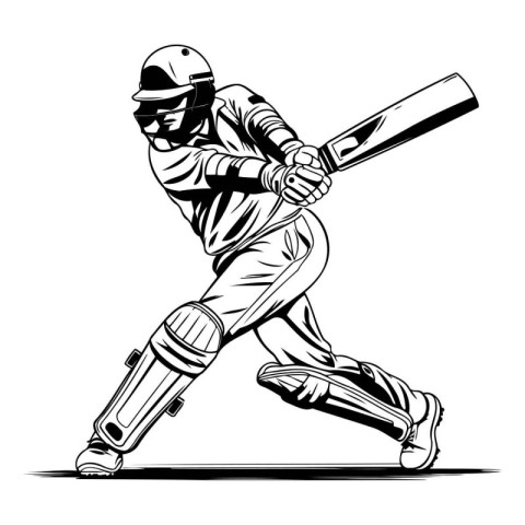 Baseball player with bat. Vector illustration of baseball player