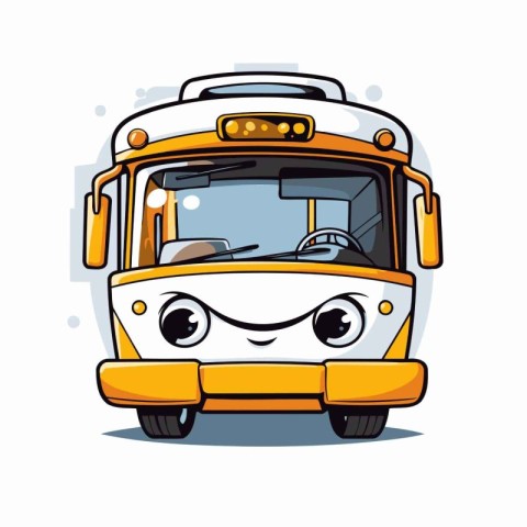 Cute School Bus Cartoon Character. Vector Illustration on White