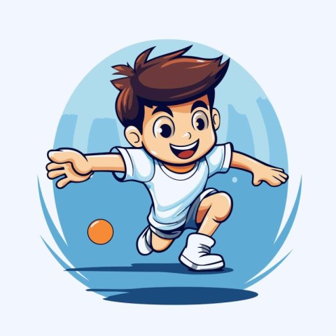 Cartoon boy playing soccer. Vector illustration of a boy playing