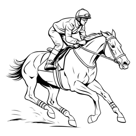 Jockey on a horse. Vector illustration ready for vinyl cutting.