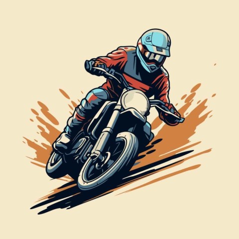 Motocross rider. Vector illustration of a motorcyclist.