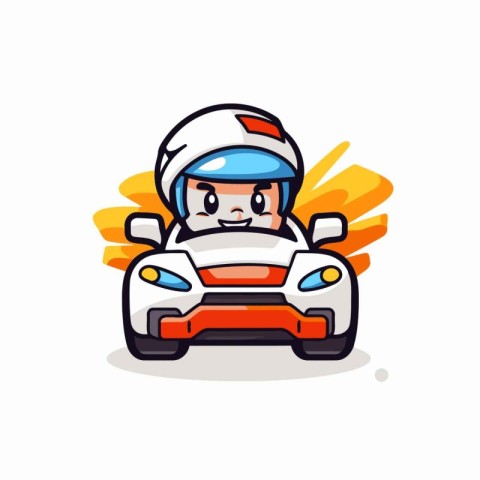 Cute Car Racing Cartoon Mascot Character Vector Illustration.