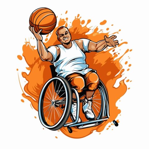 Handicapped man in a wheelchair playing basketball. Handicapped