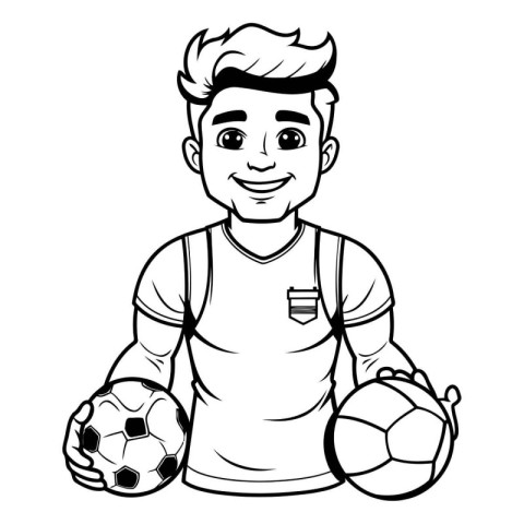 Soccer player with ball cartoon vector illustration graphic desi