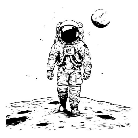 Astronaut on the moon. Vector illustration of an astronaut.