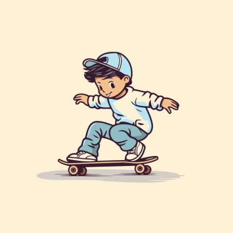 Boy riding on a skateboard. Vector illustration for your design.