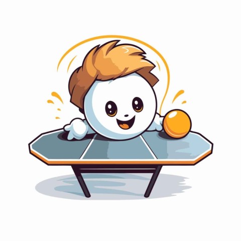 Playing table tennis character cartoon style vector illustration