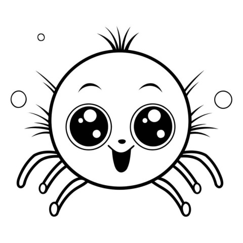 Cute cartoon spider. Black and white vector illustration for col