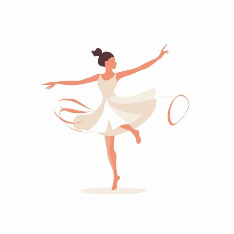 Beautiful ballerina in a white dress with a hoop vector Illustra